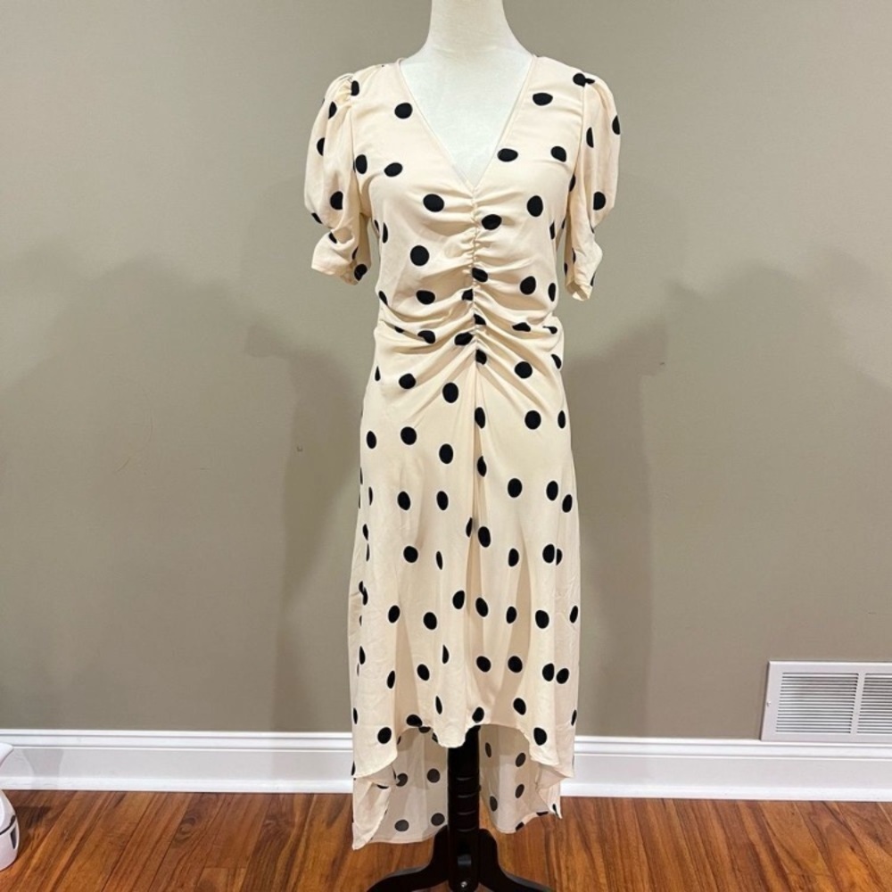 A New Day NWT
Women's Crepe Short Sleeve
Midi Color: Cream with Black Polka Dots - Picture 6 of 11